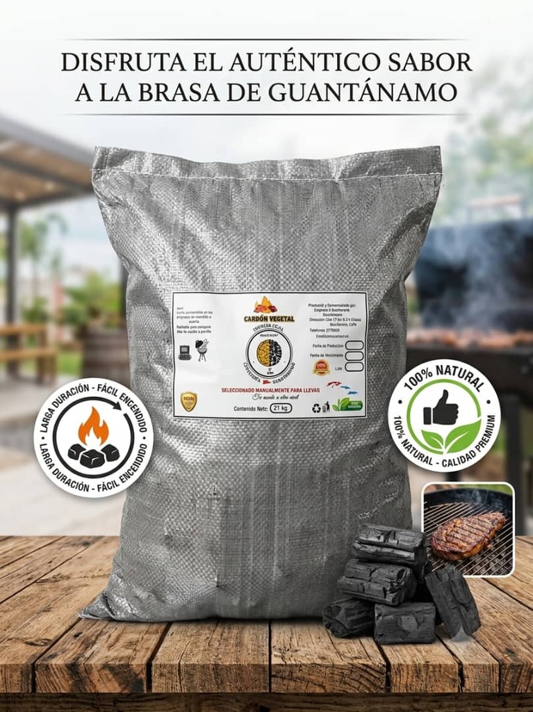 Carbón Vegetal de Marabú saco de 21 kg